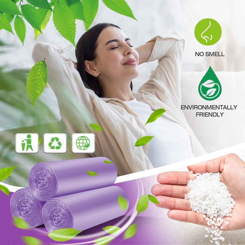 Ginkgo Small Trash Bags, 105 Count 4 Gallon Trash Bag Small Garbage Bags Unscented Bathroom Mini Trash Bags, Wastebasket Bin Liners, Small Plastic Bags for Home Office Kitchen, Purple - Image 5
